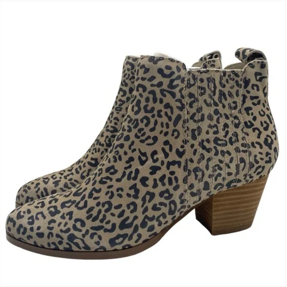Violet & Red Cortnys Boot 6.5 NWT Leather Animal Print Ankle Block Heel Booties - Picture 2 of 7